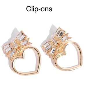 Gold Heart Clip-On Earrings